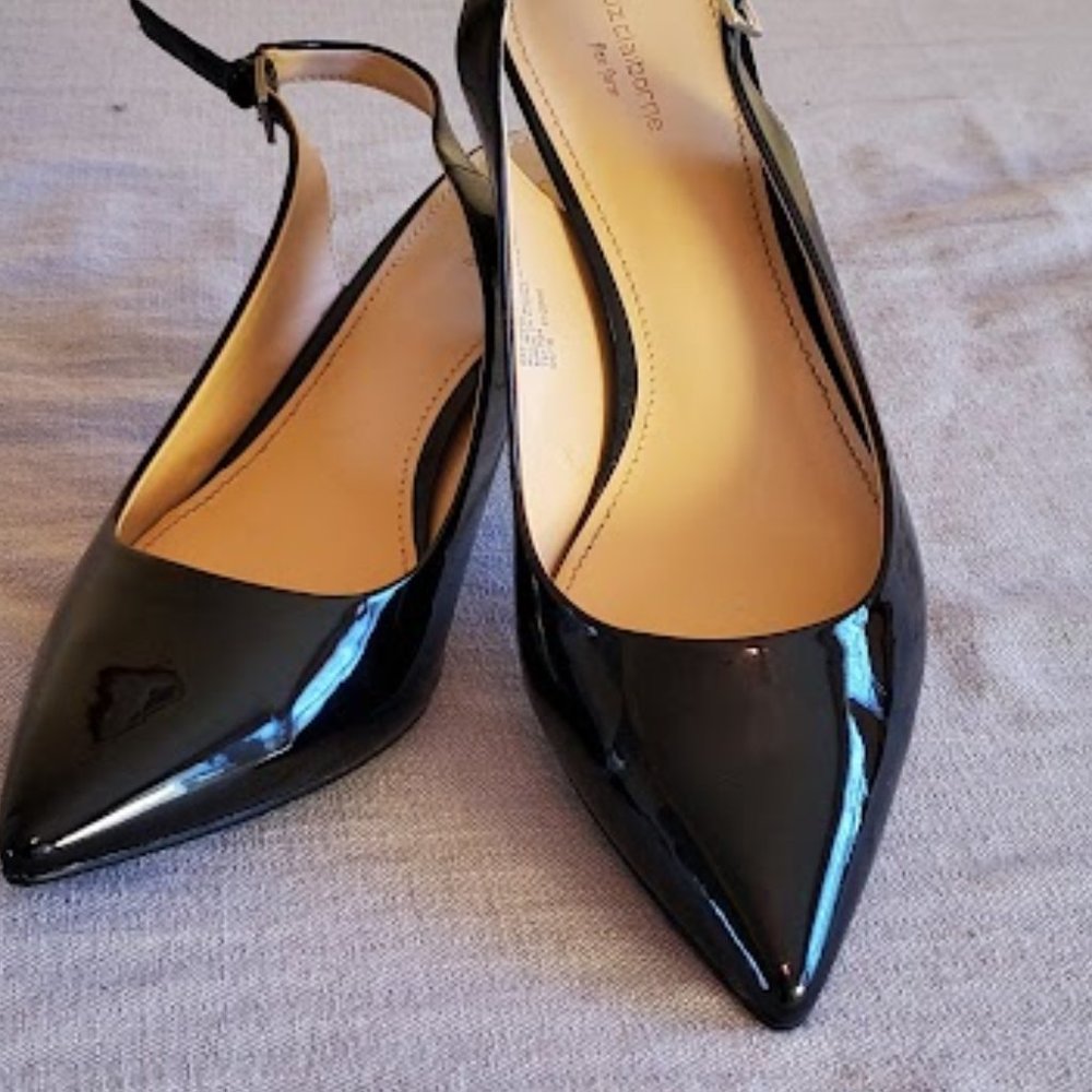 Liz Claiborne patent-leather-look slingback heels